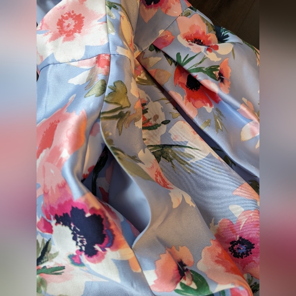 Eliza J Floral Blue Satin Cocktail Dress sz 12 - Picture 10 of 16